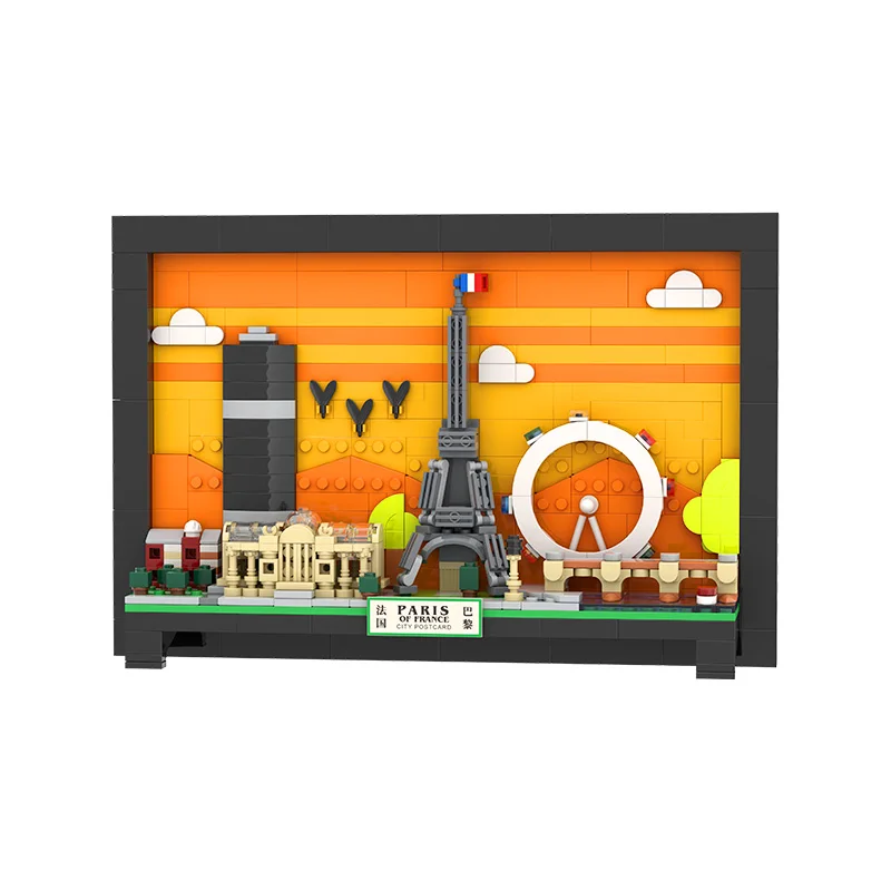 Wange 4920-4926 City postcard small particle patchwork wall painting hanging creative photo decoration Building Blocks Sets