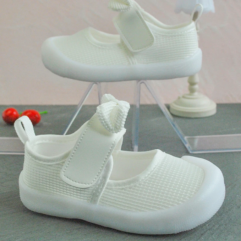 Little Girls Jelly Bottom Princess Shoes Bow Up Mesh Leisure Walking