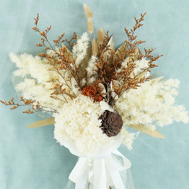 hot selling dried flower pampas grass boho bouquet preserved rose flowers bridal bouquet home wedding decorations