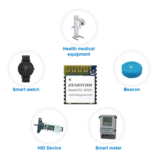 Feasycom FSC-BT691 Ultra-low-power DA14531 BLE Data Transmission Bluetooth 5.1 Wireless Module Supports UART/I2C/SPI