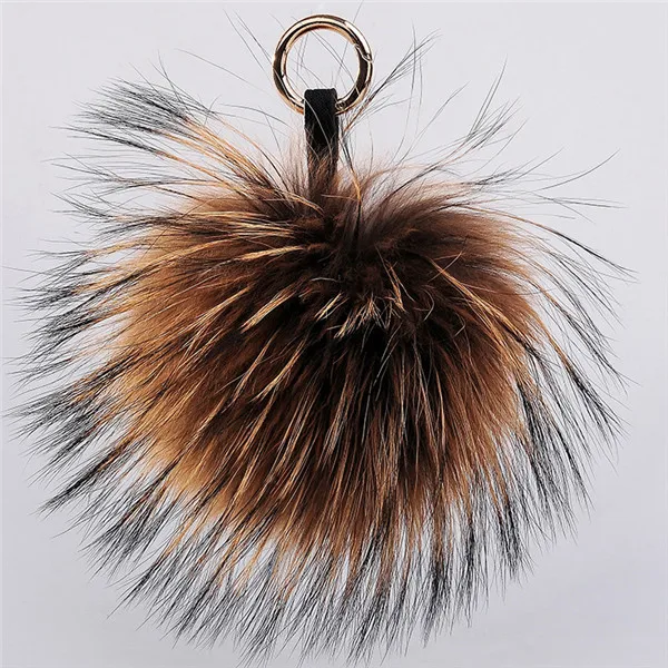 Hot selling pompom raccoon fur real raccoon fur with snaps fur pompom for beanies