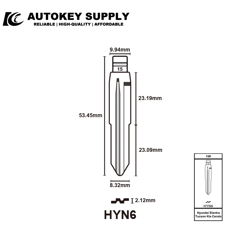 KEYDIY Replacement Metal Blank Uncut Key Blade Type NO.15 KD Remote Car HYN11 Key Blade For Hyundai Elantra Tucson Kia Cerato