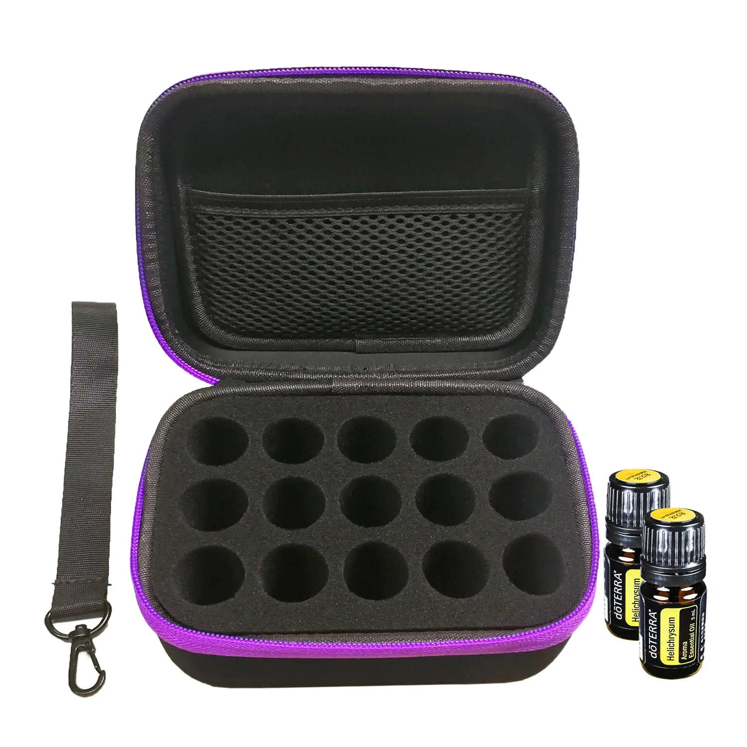 New Design 15 Slots Webbing Handle EVA Essential Oil Carrying Case with Shockproof Cut Foaming