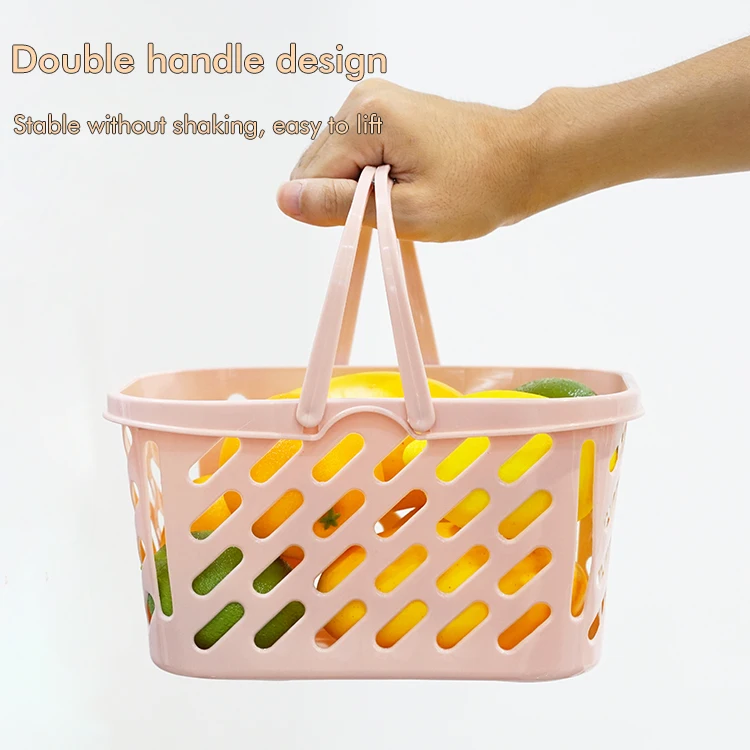 Factory Household Multifunction Portable Rectangle Bottle Jar Plastic storage basket with handle