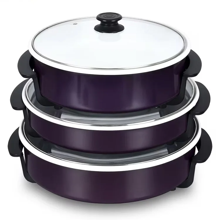 Electric Frying Pan Ceramic Coated Non Stick Pizza Pan Pot Thermostat Control Cookware 1.9L