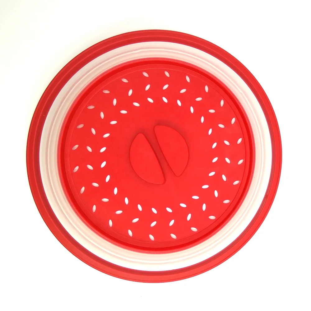 
Plastic Plate Lid Collapsible Microwave Food Cover With Colander Strainer 