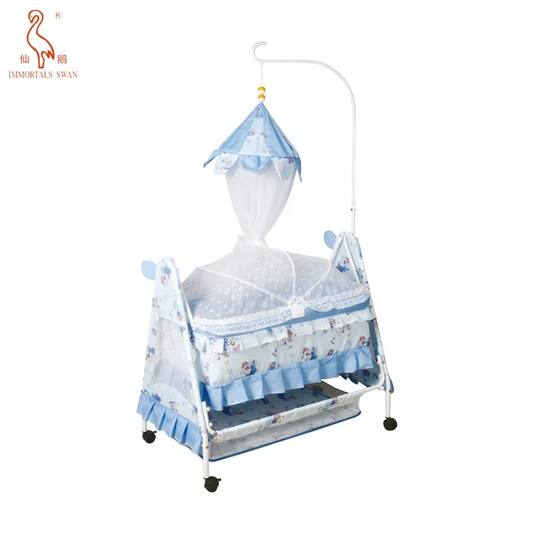 Lovely Blue Style Baby Canopy Playpen Cloth Crib Cot Bed Crib Bedding Baby Cradle Swing Cribs For Babies