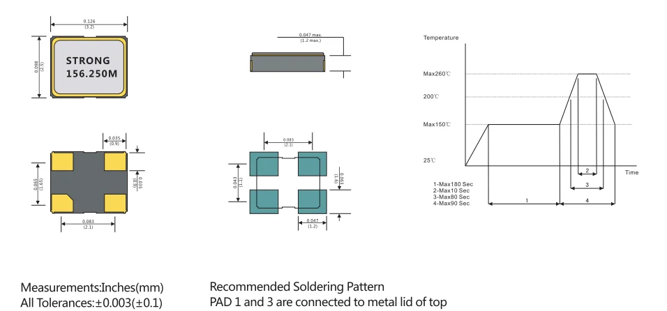 Strong First Customisable 3.3V 3.2mm x 2.5mm SMD 6.144mhz crystal oscillator
