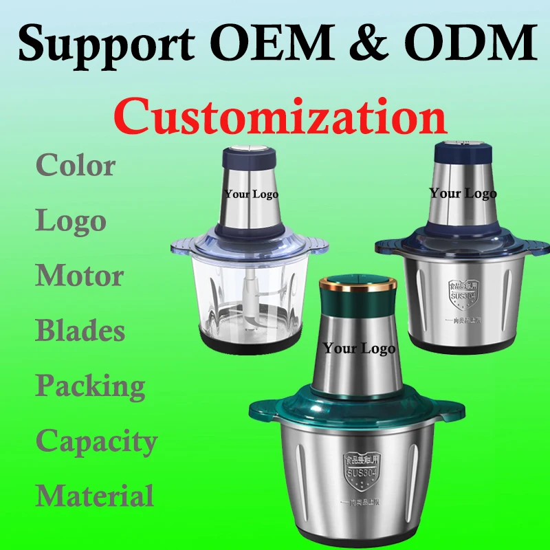 2L Stainless Steel Electric Slicer Meat and Vegetable Chopper Mixer with Meat Grinder for Home Kitchen Use