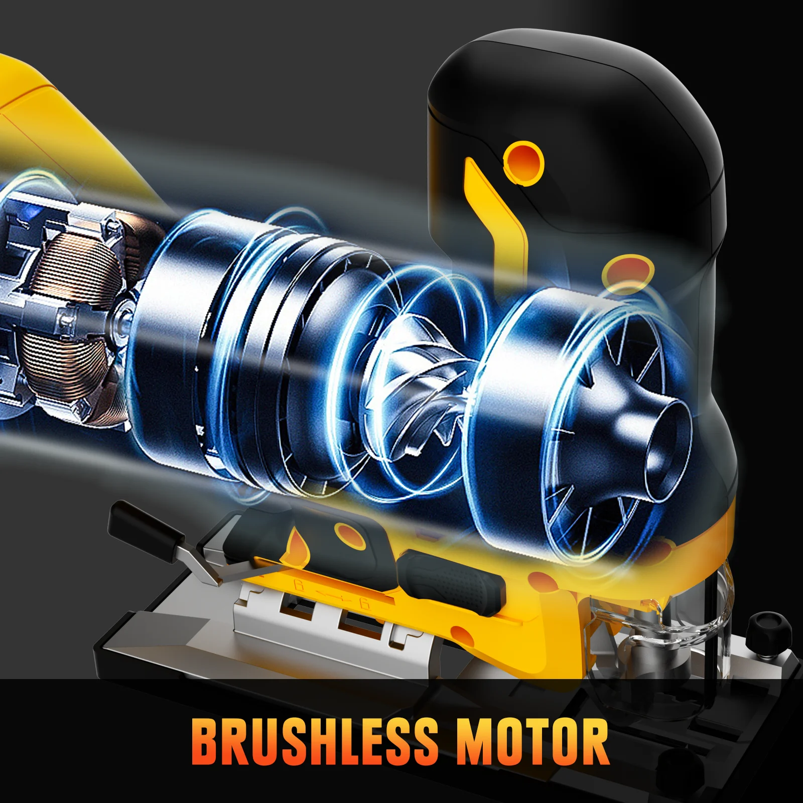 Mellif Cordless Jig Saw for Dewalt 20V MAX Battery(bare tool) Brushless, 6 Speed, Bevel Angle and 4 Orbital Settings,  LED Light