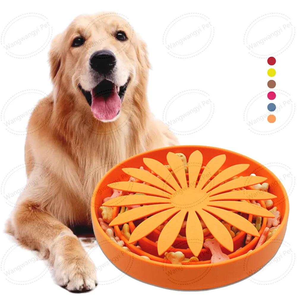 Flower Shaped Anti-Choking Pet Food Bowl Slow Feeding Healthy Dog Dishes