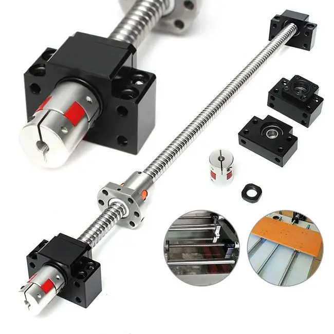 Case hardened rolled ball screw C7 end machined + ballnut + nut housing BK/BF end support + Ballscrew coupler