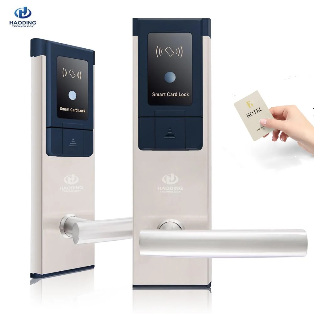Wholesale price multi colors stainless steel key card unlock intelligent hotel room lock with free door lock software