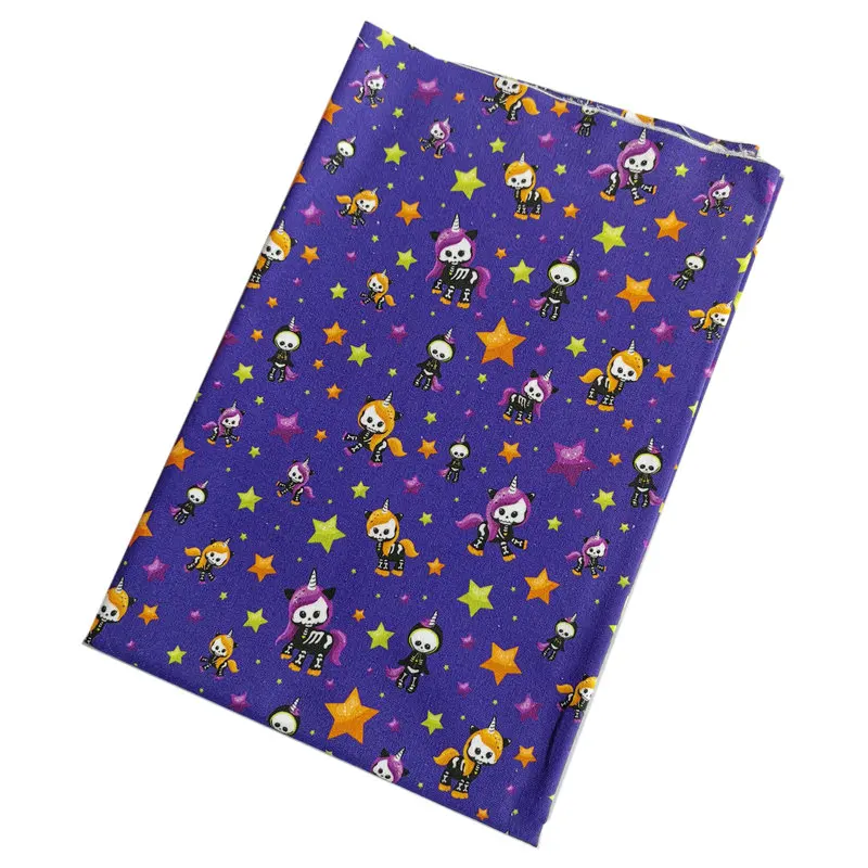 Hot sale supplier designer skull unicorn digital print fabric cotton tissus can custom logo no MOQ