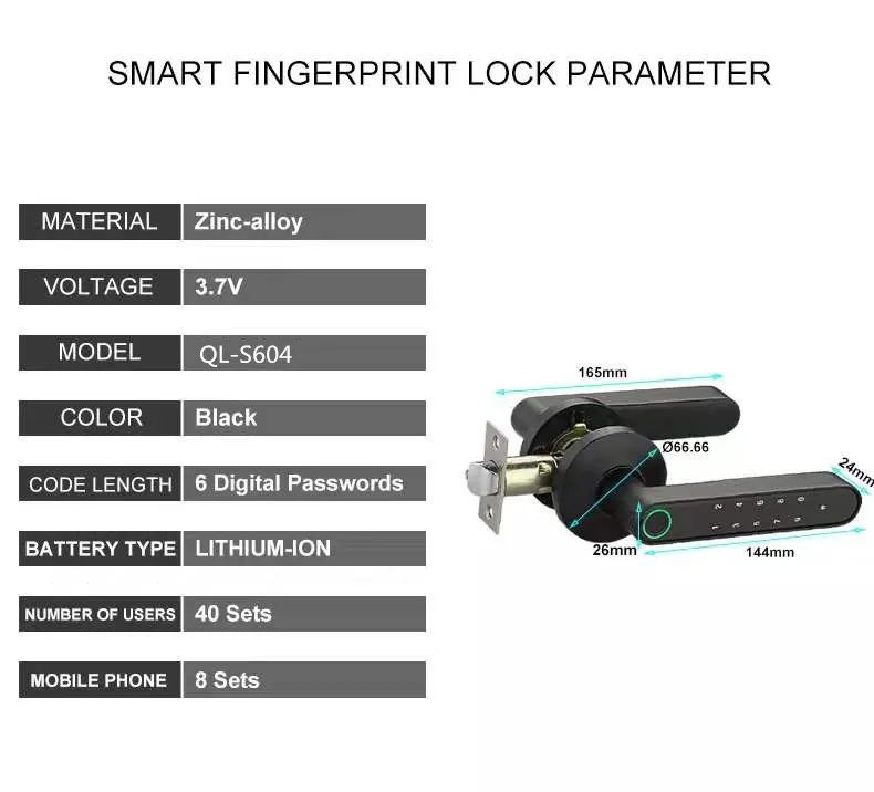 Factory Price Residence Smart Home Door Lock Tuya APP Biometric Fingerprint Password Key Room Door Lock