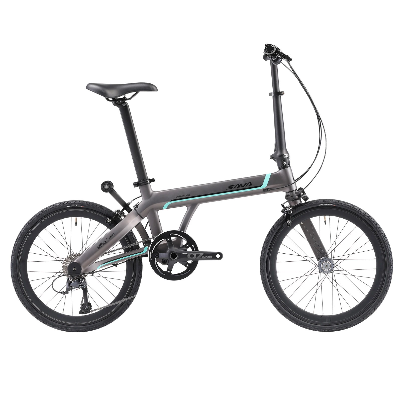 SAVA  20 Inch 9 Speed Carbon Fiber Folding Bicycle Rear Single Arm Mini Fold Bike SHIMANO Foldable Bikes
