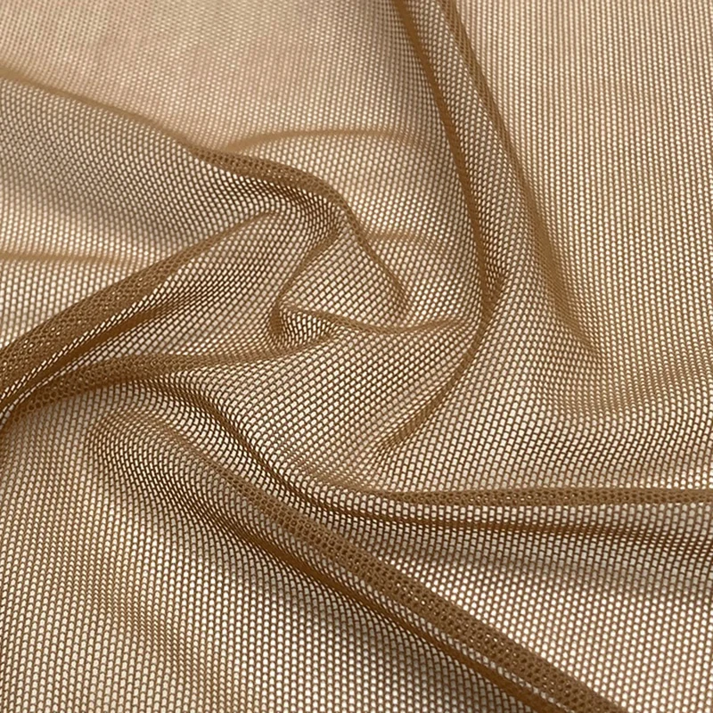 NO MOQ  brown high elasticity nylon spandex knit fabric power net tulle mesh fabric for bra lingerie underwear dancewear
