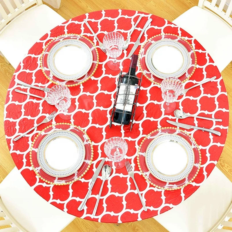 
Plastic Stay Put Banquet Table Covers Flannel Backed with Elastic Edge 