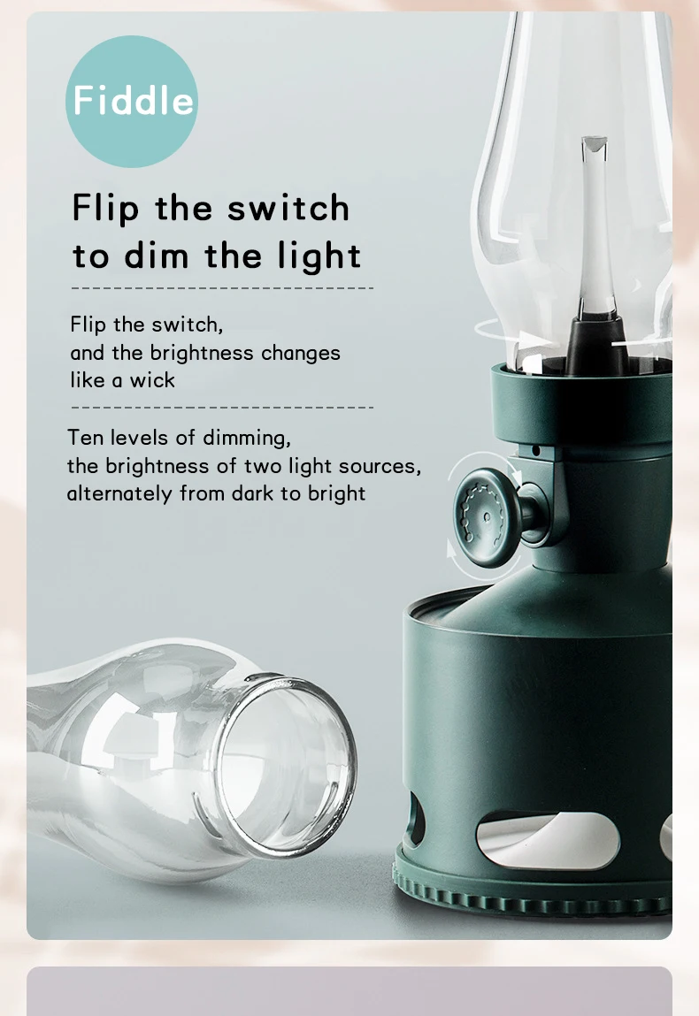 Vintage Led Kerosene Lamp 4000mah Rechargeable Table Lamp Cordless Retro Flameless Oil Lantern Modern Table Light