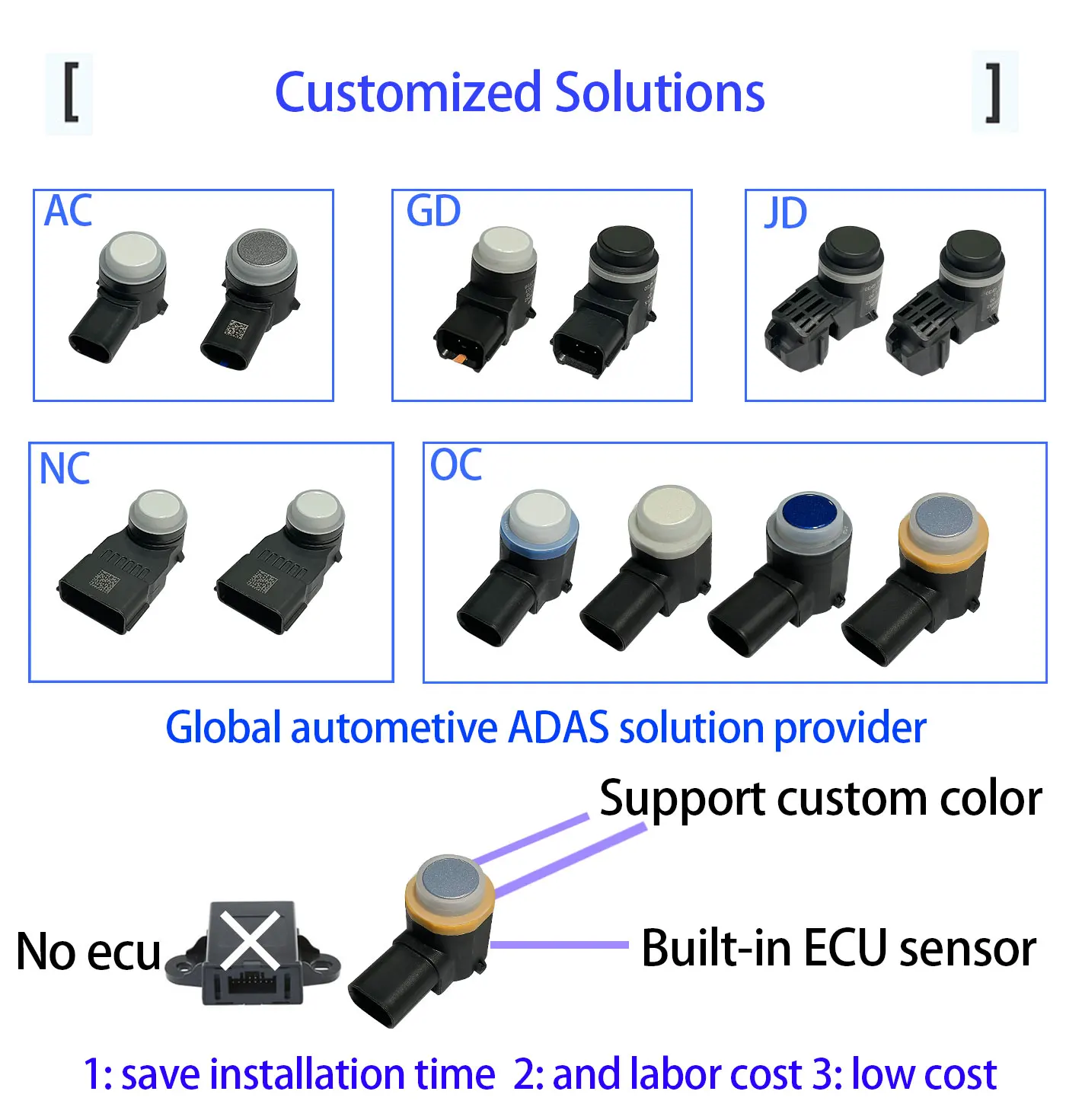 Non-ECU Sensor Parking Car Front And Rear Reverse 16mm 8 Ultrasonic Parking Sensor System With Buzzer