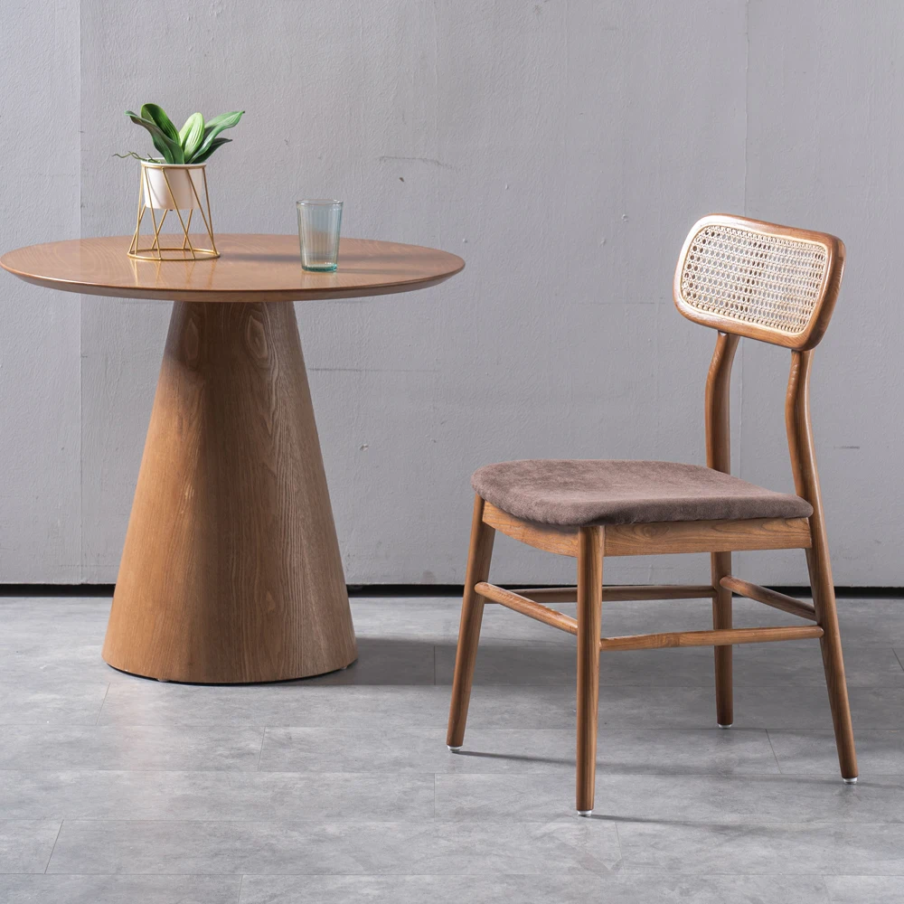 Hot new products for 2021 indoor rattan folding chair vintage wooden leather dinning chairs