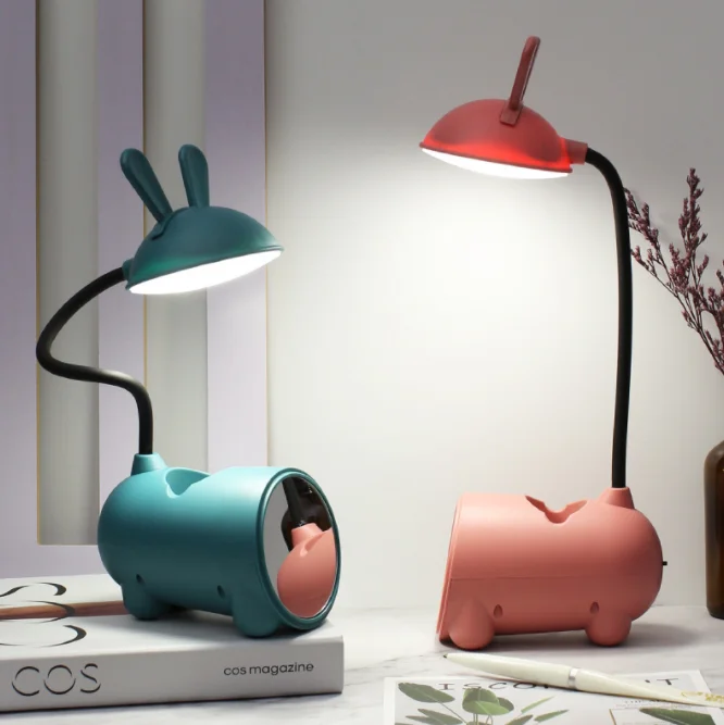 Rabbit Design USB Desk Lamp Student Learning with Pen Holder Touch Table Lamp