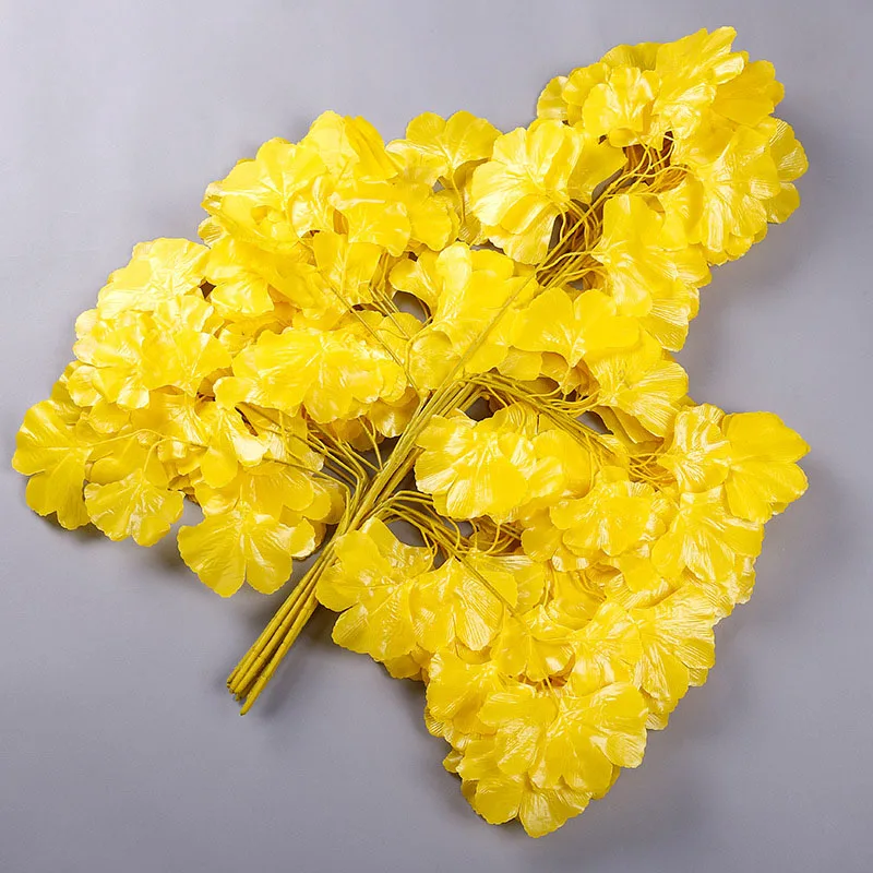 Silk Artificial Ginkgo Biloba Leaves High Outdoor Tree Decorative Wedding Ceiling Artificial Plant
