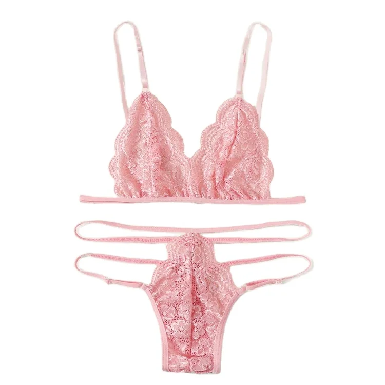 Joyhub New Pink Lace Bra Sexy Lace Fancy Young Girls Ladies Women Underwear Set