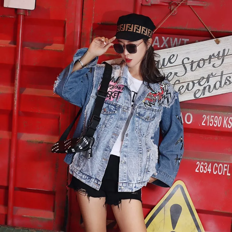 YIZHIQIU Hip Hop Cool Loose Long Sleeve Wholesale Women Denim Coats And  Jackets