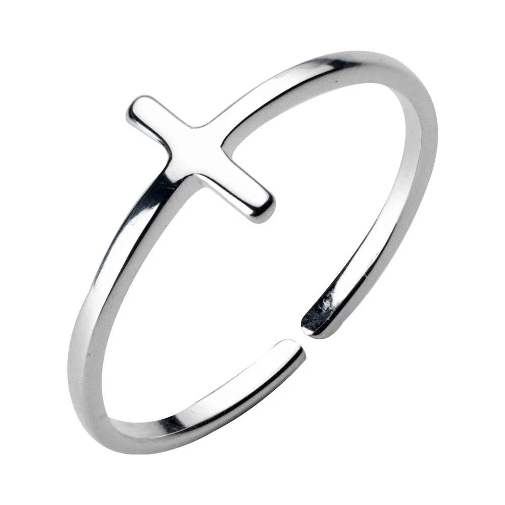 Personality Jewelry Jesus Cross Adjustable Ring Fashion Jewelry 925 Sterling Silver Rings