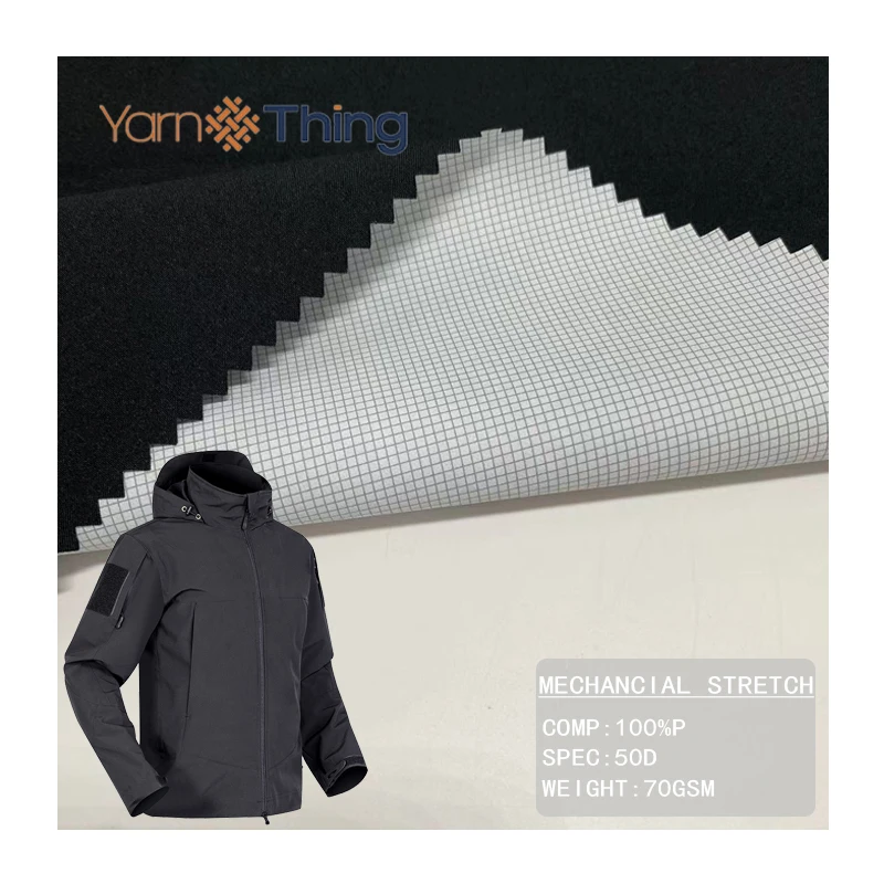 high quality TPU 50D 100%Polyester Mechanical Stretch Fabric for Jacket Outdoor Coat