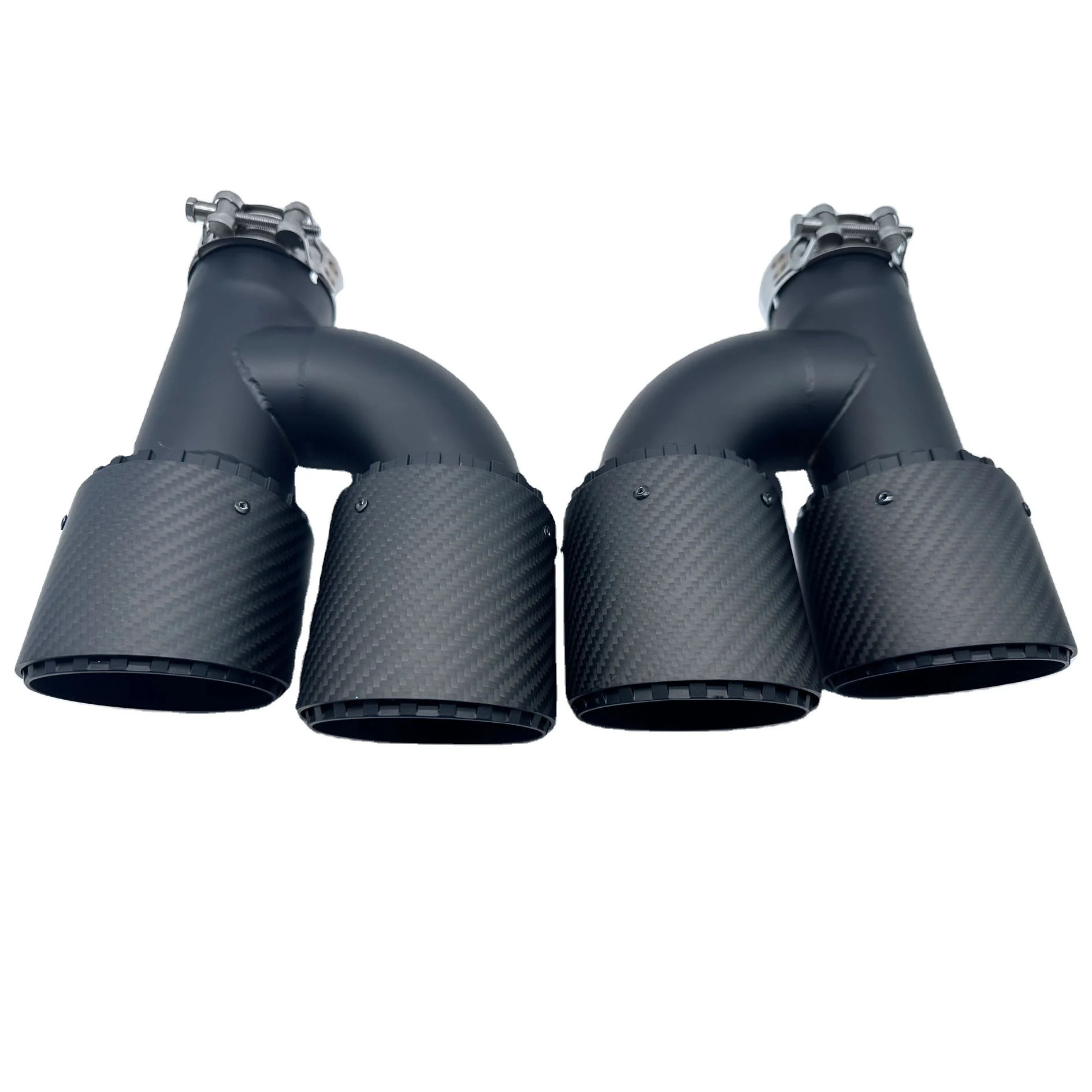 Dual Carbon Fiber Exhaust Tips 2.5 Inlet Muffler Stainless Steel Customizable OE No Box Packing
