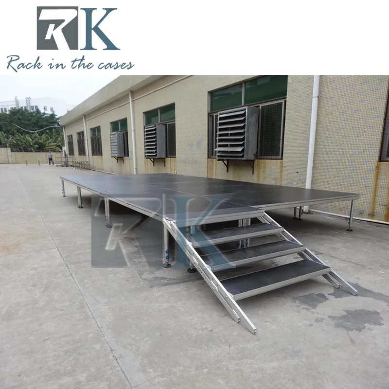 aluminum trolley within 10pcs stage platform stages with adjustable legs steps guard rail outdoor concert stage on sale