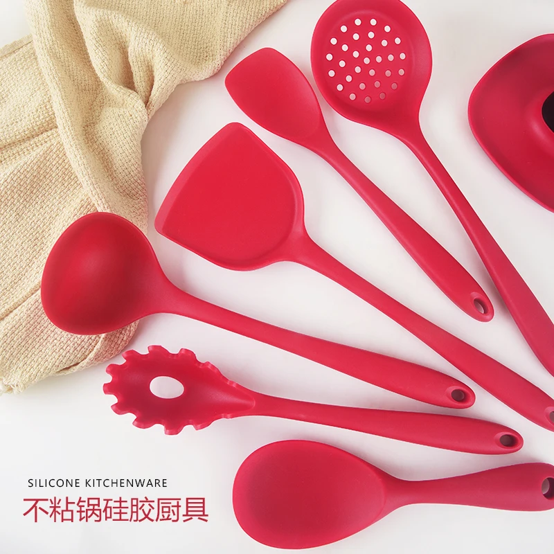 6-Piece Silicone Kitchen Utensil Set High Heat Resistant Hygienic One-Piece Design Large Non-Stick Spatulas