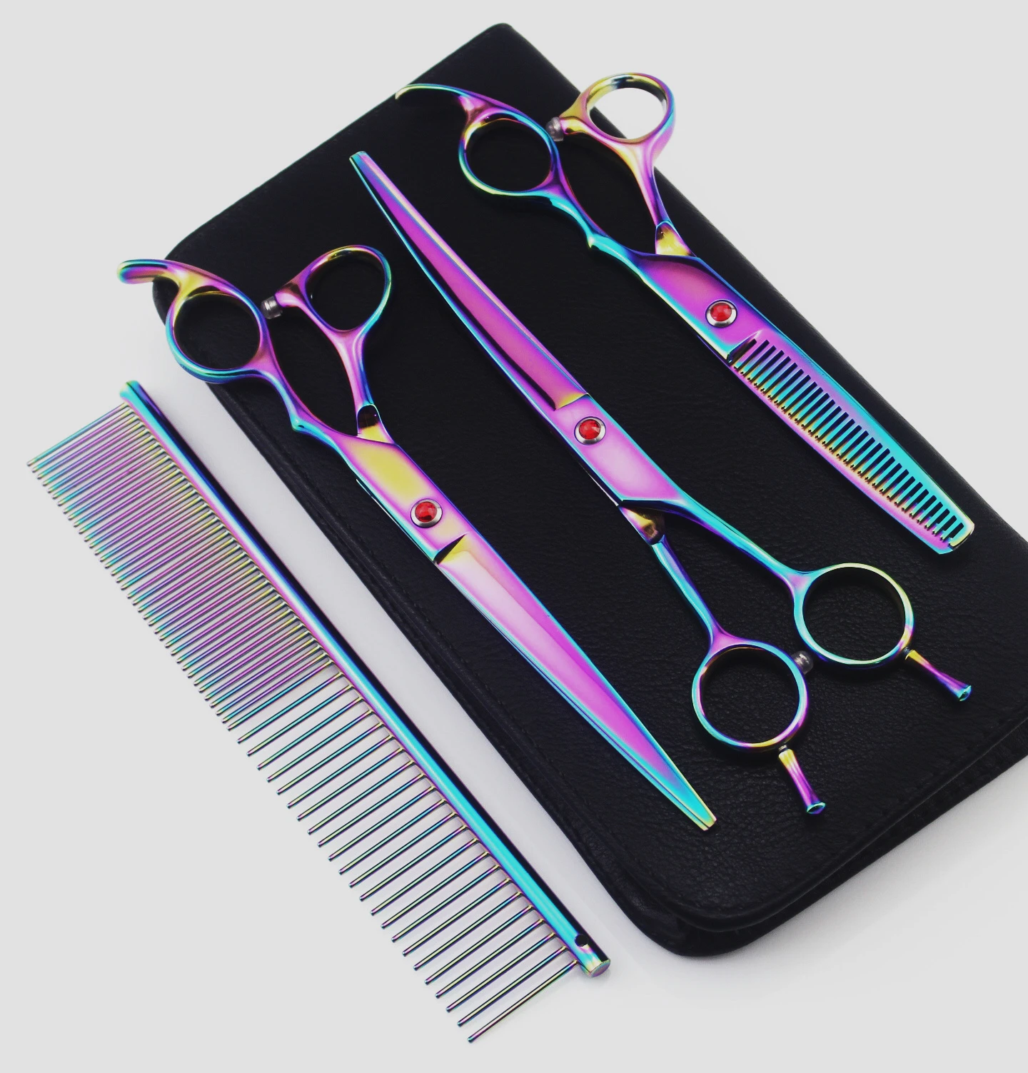 7inch Kit Cutting-tools Curved-shears Scissors-up-down Cat-hair-cutting Pet-dogs-gromming Professional Dog Scissors 3pcs Set