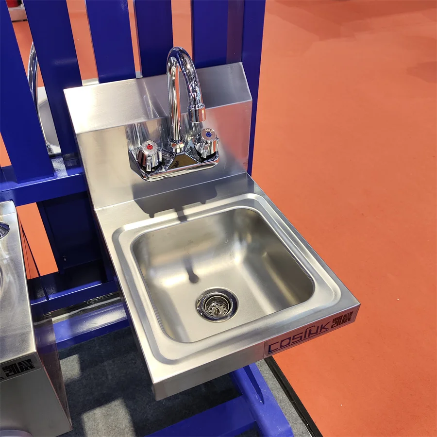Hospital use knee Operated Hand Wash Sink stainless steel hand wash basin small portable sink with high backsplash