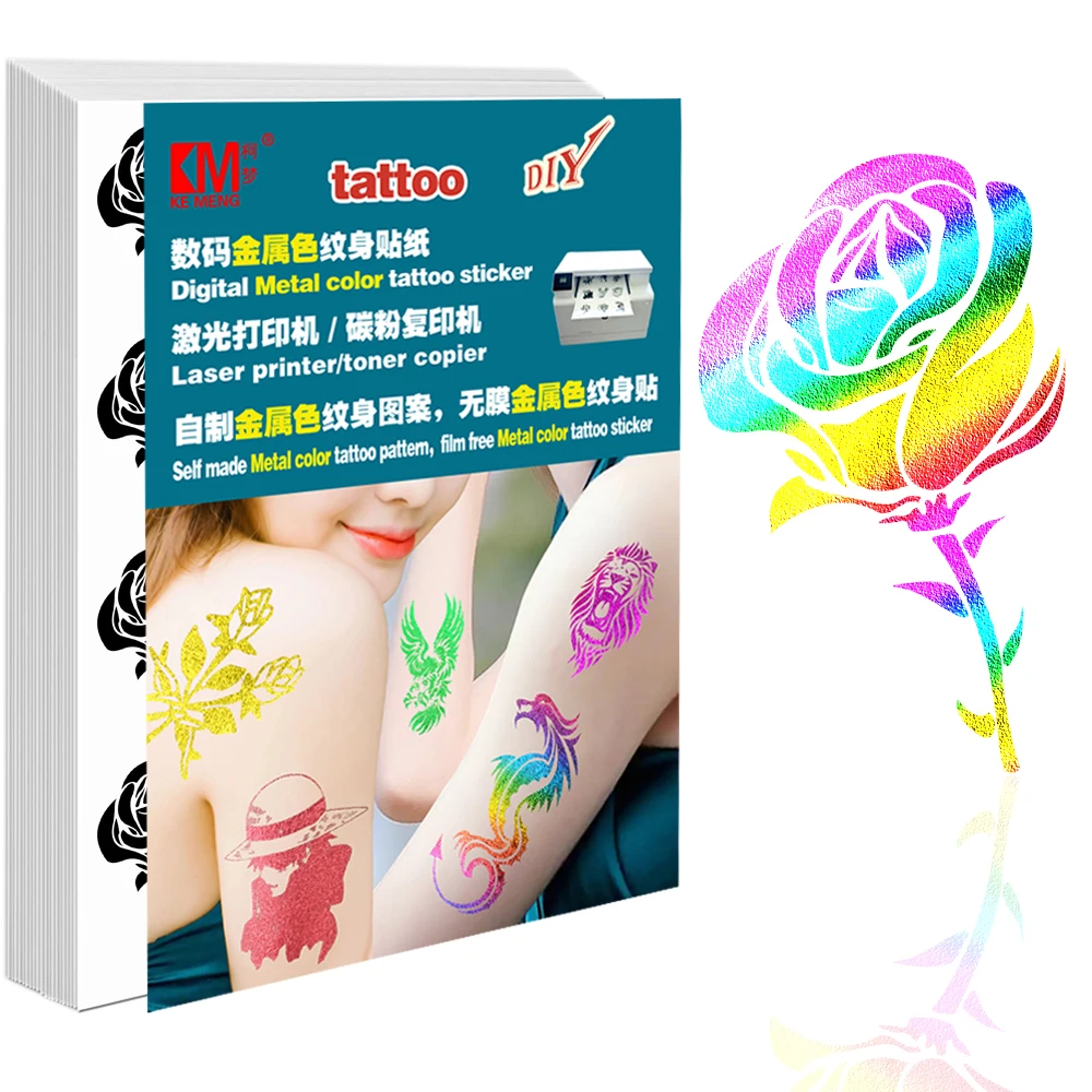 Wholesale Temporal Sexy Body Tattoo Paper Hot Stamping Gold Metallic Waterslide Decal Tattoo Paper Tattoo Transfer Film Paper