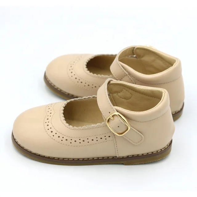 Fashion Buckle Strap Hard Sole Genuine Leather School Children Dress Shoes