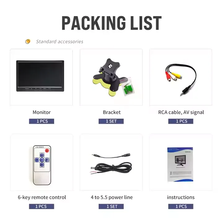 8 inch VGA H0-DMI AV BNC USB Audio in Ports Built-in Speaker HD Display for Surveillances Camera with Car Power Adapter 12-24V