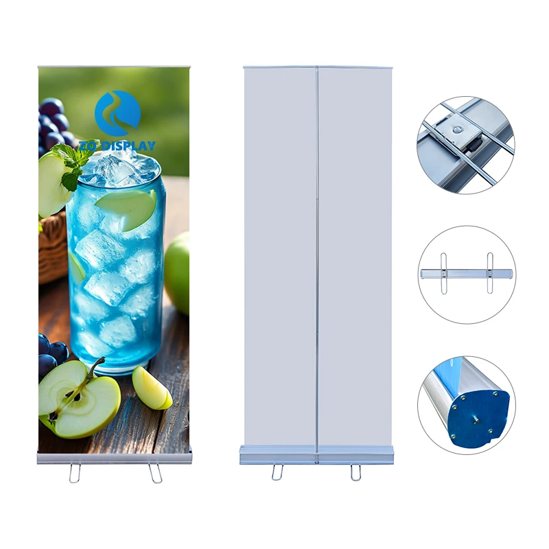 Aluminum Portable 80 x 200 cm Roll-Up Banner Stand Economical Printed Advertising Display for Trade Show Exhibitions Promotions