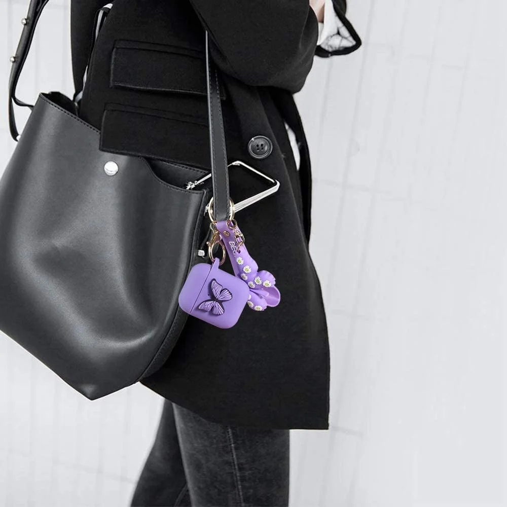 Силиконовый чехол для Airpod 3 Butterfly с брелоком девушек наушников милый защитный Airpods 1 2