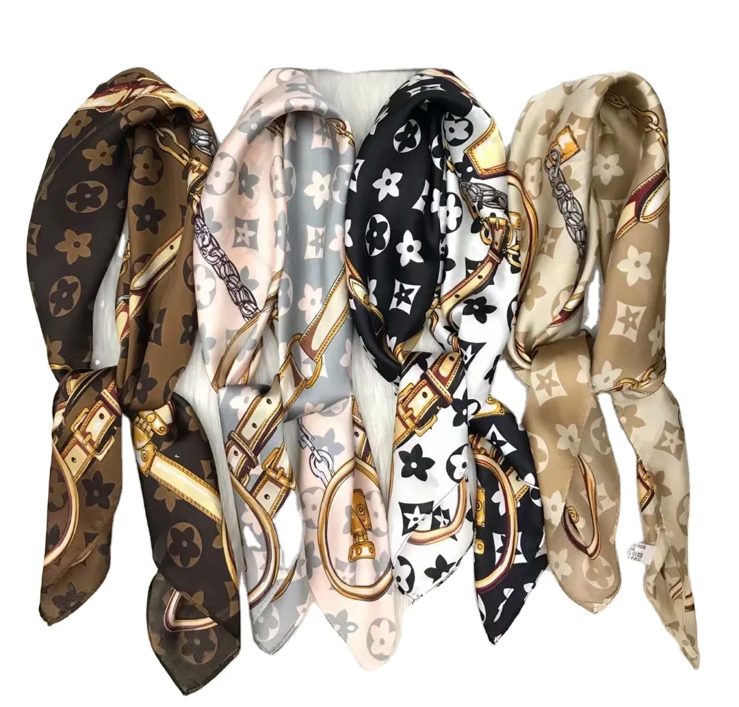 Модный роскошный женский шелковый шарф, маленький атласный квадратный шарф с модным украшением