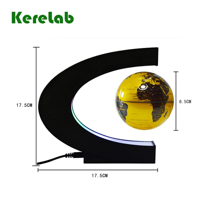 Desktop Decor Education C Shape World Map Rotating Magnetic Levitation Levitating Floating Globe