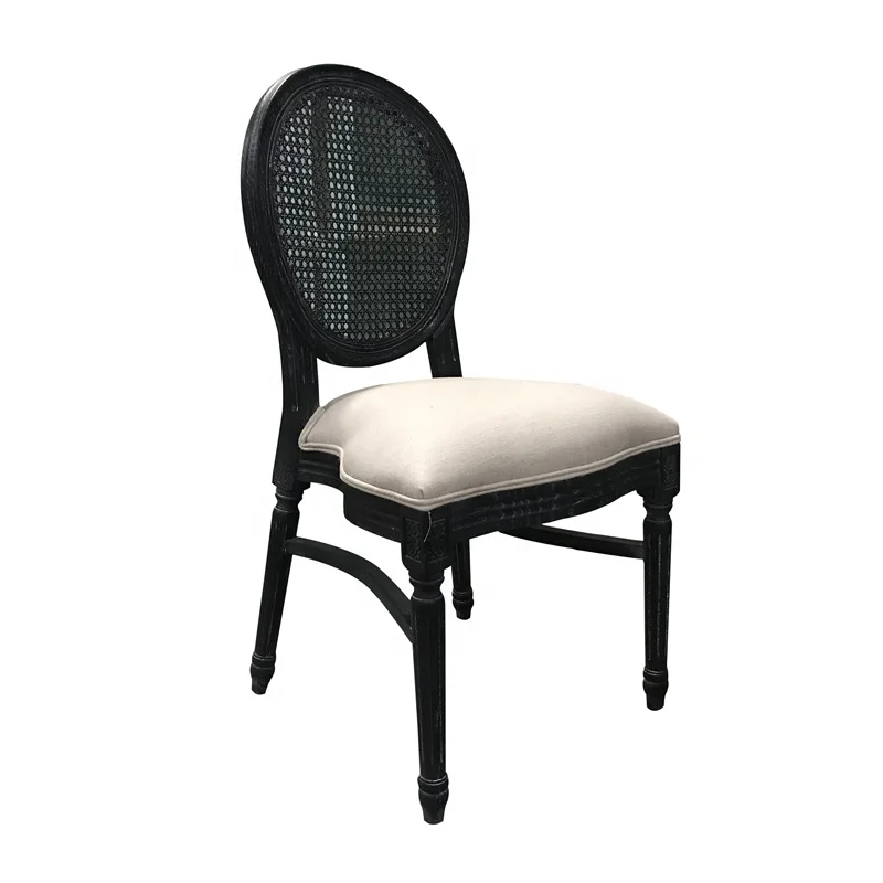 MRS WOODS French Style Rustic Cream Color White Oak Wood Stackable Dining Room Chair