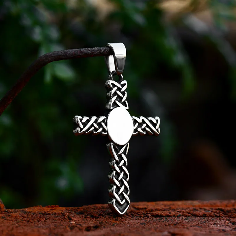 DZDZ120P Stainless Steel Viking Valknut Celtic Odin Vegvisir Cross Pendant Blue Zircon Pendant For Women Men Fashion Jewelry