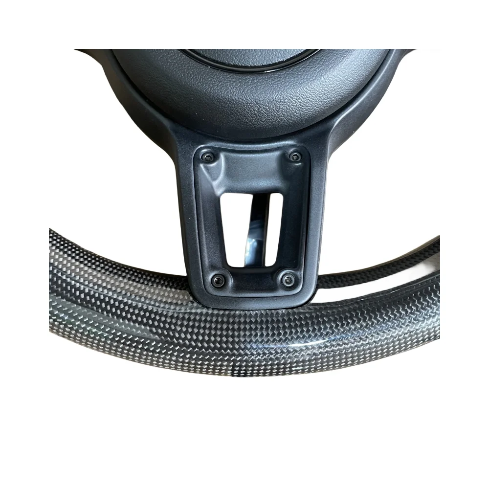 Car Carbon Fiber Multifunction Steering Wheel Round Smooth Leather Custom Fit For Porsche Macan Cayenne