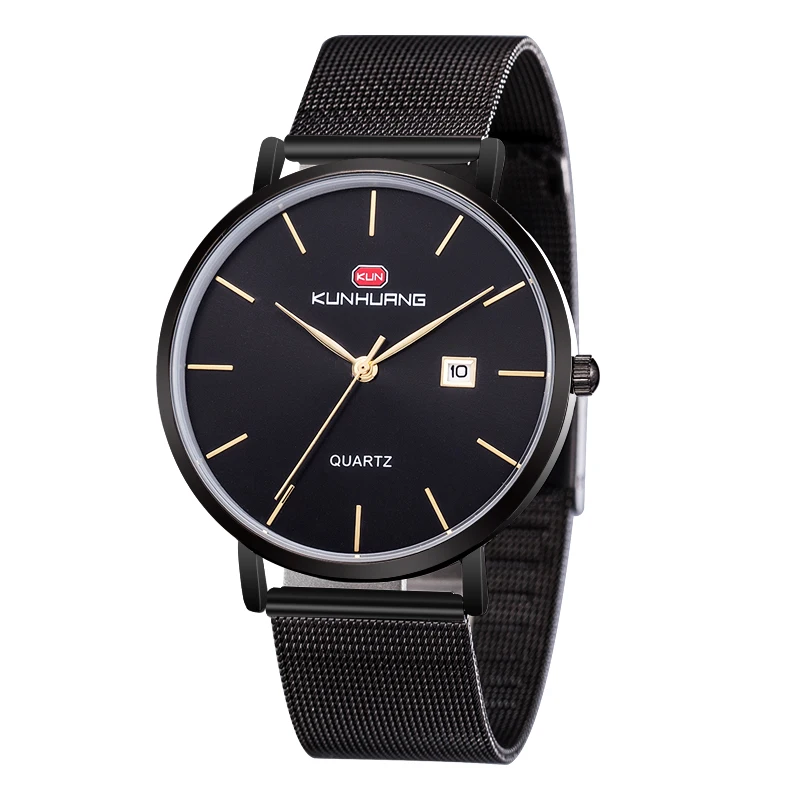 OB Jewelry Fashion Life Waterproof Mesh Belt Watch Black/Blue/Gold Color Metal Watch For Men or Women