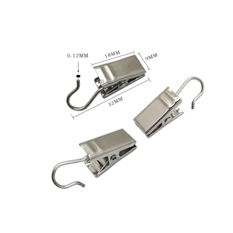 2024 Best New Products Curtain Clips With Hooks Stainless Steel Curtain Hook Strong Window Curtain Rings With Clips