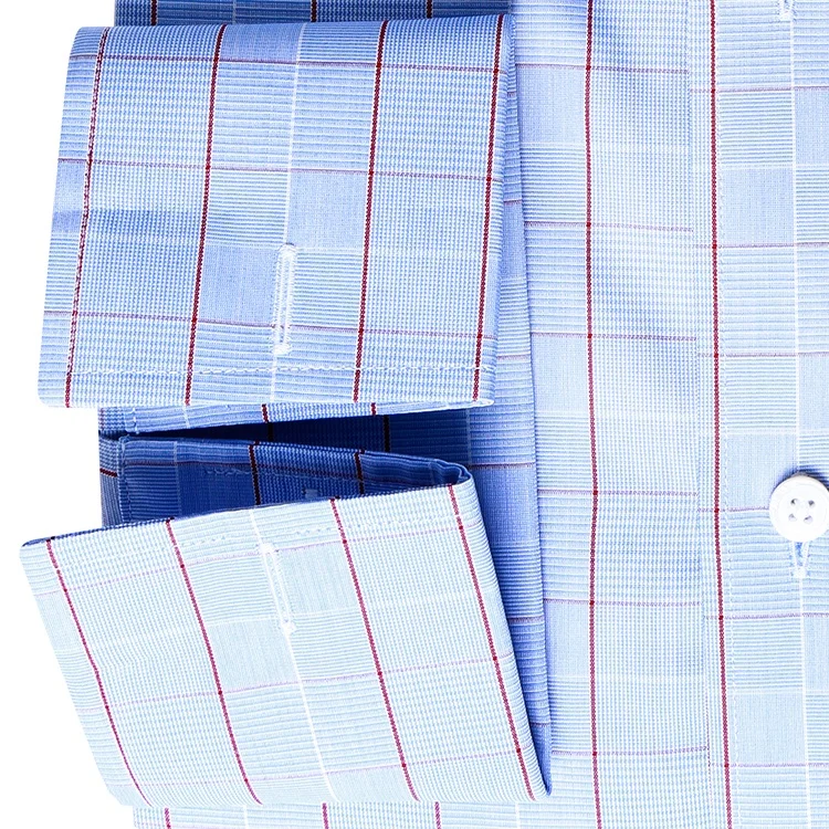 Новейший дизайн мужская приталенная рубашка с длинным рукавом розовая маленькая клетчатая рубашка с открытым воротником