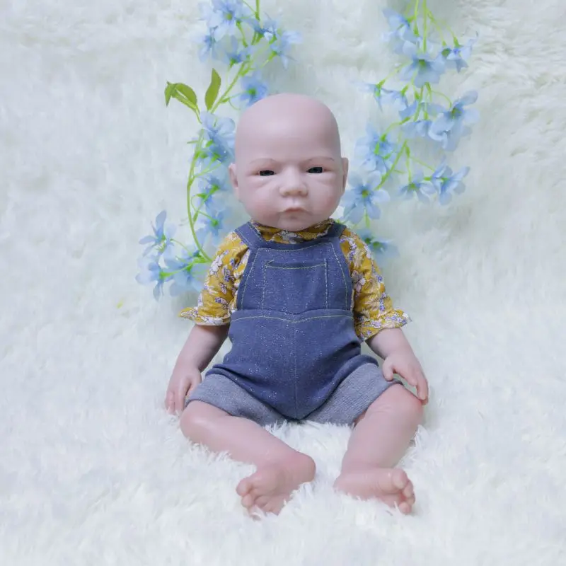 18.5inch Real Reborn Doll Baby Silicone Body(boy) Newborn Baby Lifelike Painted Skin With Pacifier bottle and outfit for gifts